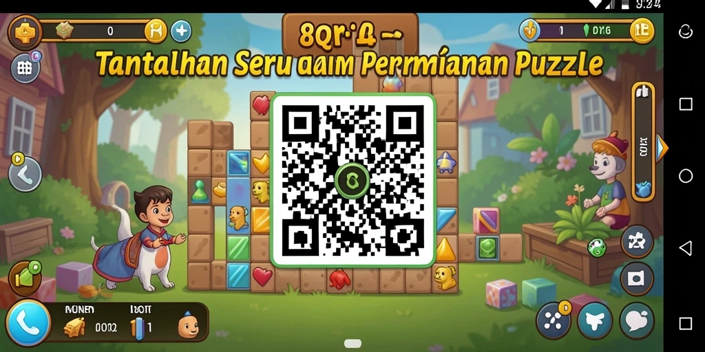 Screenshot menunjukkan gameplay seru dari tantangan Puzzle di 8QR.