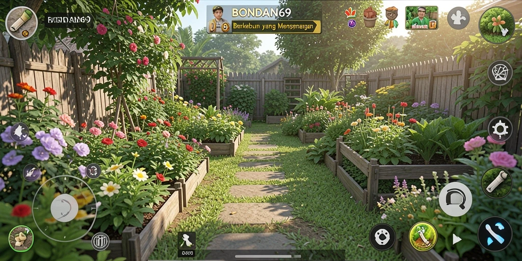 Tangkapan layar BONDAN69 menampilkan kebun yang sedang berkembang dengan beragam tanaman yang indah.