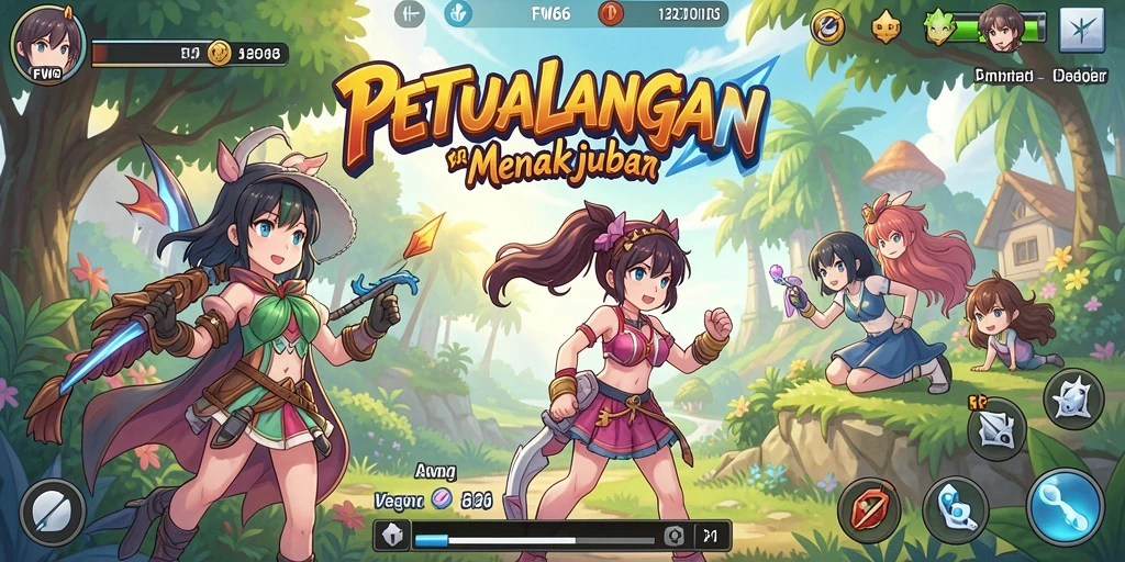 Tangkapan layar dari gameplay FW66 yang menampilkan aksi karakter Anime.