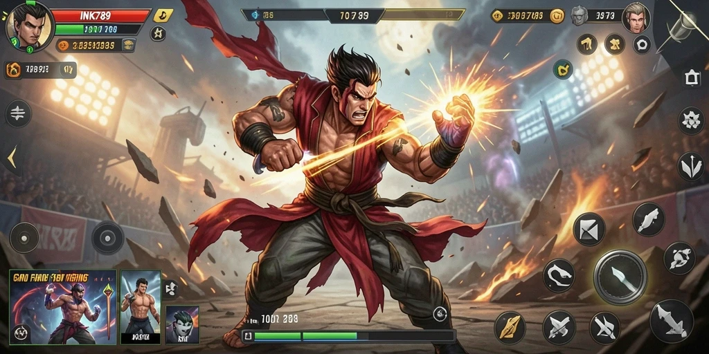 Tampilan utama gameplay INK789 menampilkan aksi pertarungan yang seru.
