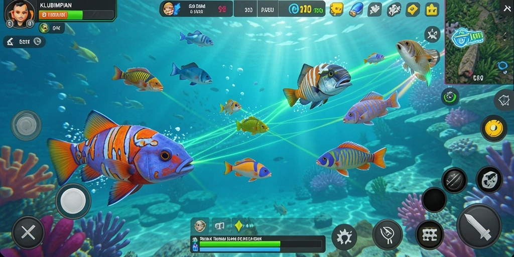 Tampilan gameplay seru di KLUBIMPIAN dengan aksi menembak ikan.