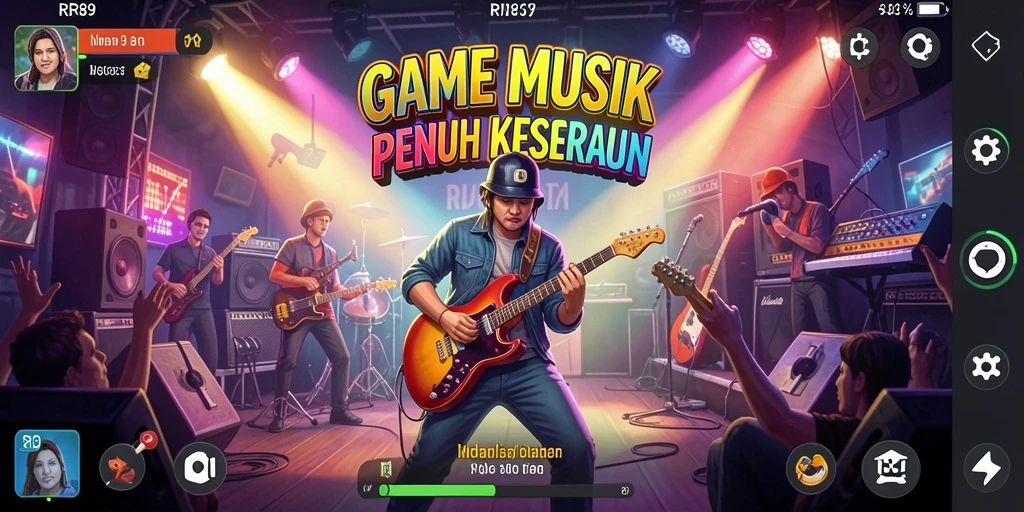 Tampilan mendebarkan dari gameplay musik yang penuh warna.