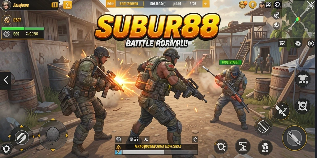 Tampilan seru gameplay SUBUR88 dalam dunia Battle Royale.