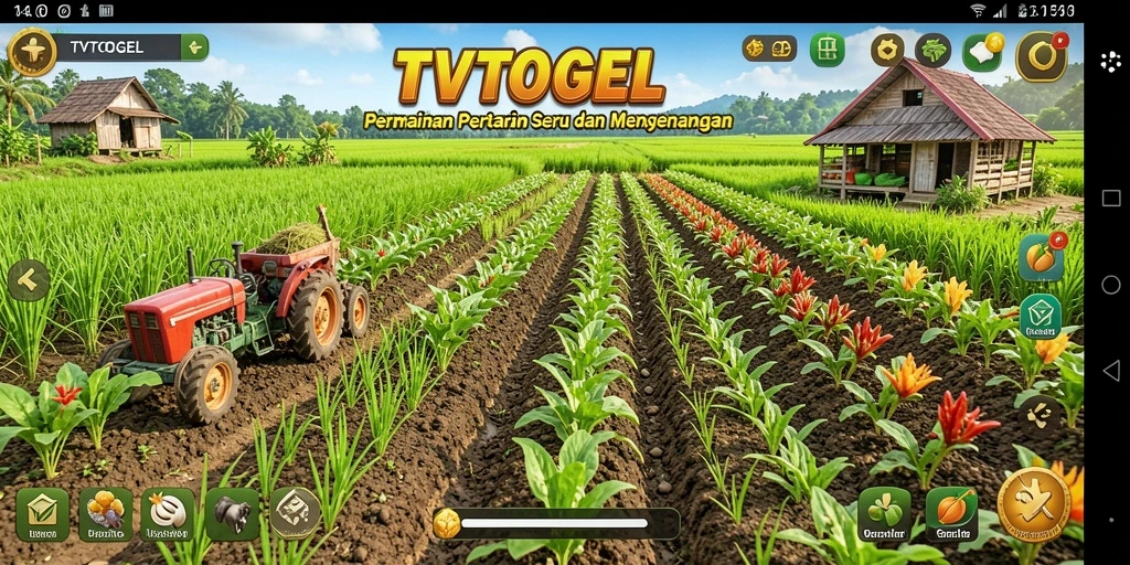 Tampilan gameplay seru dalam <strong>TVTOGEL</strong> menampilkan aktivitas pertanian yang menarik.